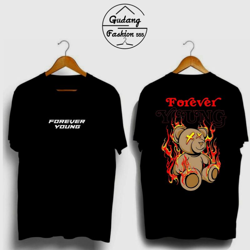 [Bisa COD] Kaos Forever Young Distro Sablon Premium  / Kaos Forever Young Cewe Dan Cowo / Kaos Distr