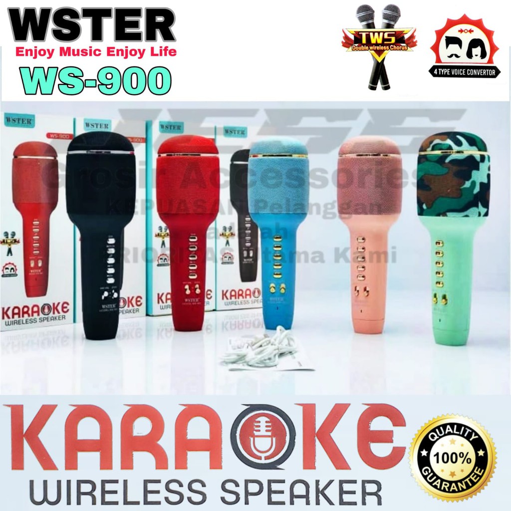 Mic WSTER WS-900 Microphone Karaoke Bluetooth Mikrofon Wireless WS900