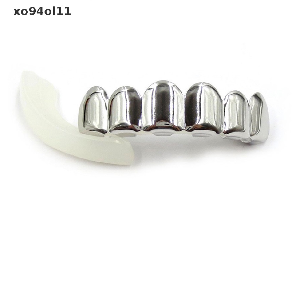 Xo Set Grillz Gigi Atas &amp; Bawah Lapis Emas 14k Gaya Hip Hop