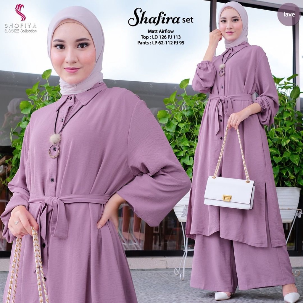 MSB 173| One Set Tunik Vintage Style Safira Daily Setalan Celana  Premium