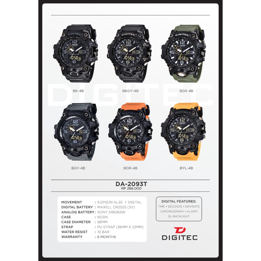 Jam Tangan Pria Digitec DA2093T 2093 Original Garansi Resmi