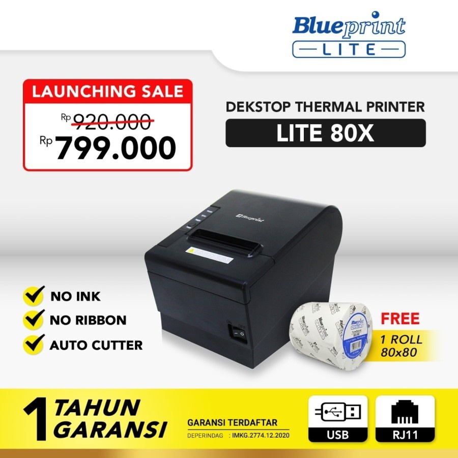 PRINTER KASIR THERMAL BLUEPRINT LITE80X USB + RJ11