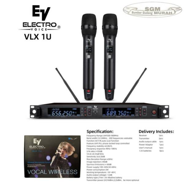 MIC WIRELESS EV ELETRO VOICE VLX-1U ORIGINAL GARANSI RESMI