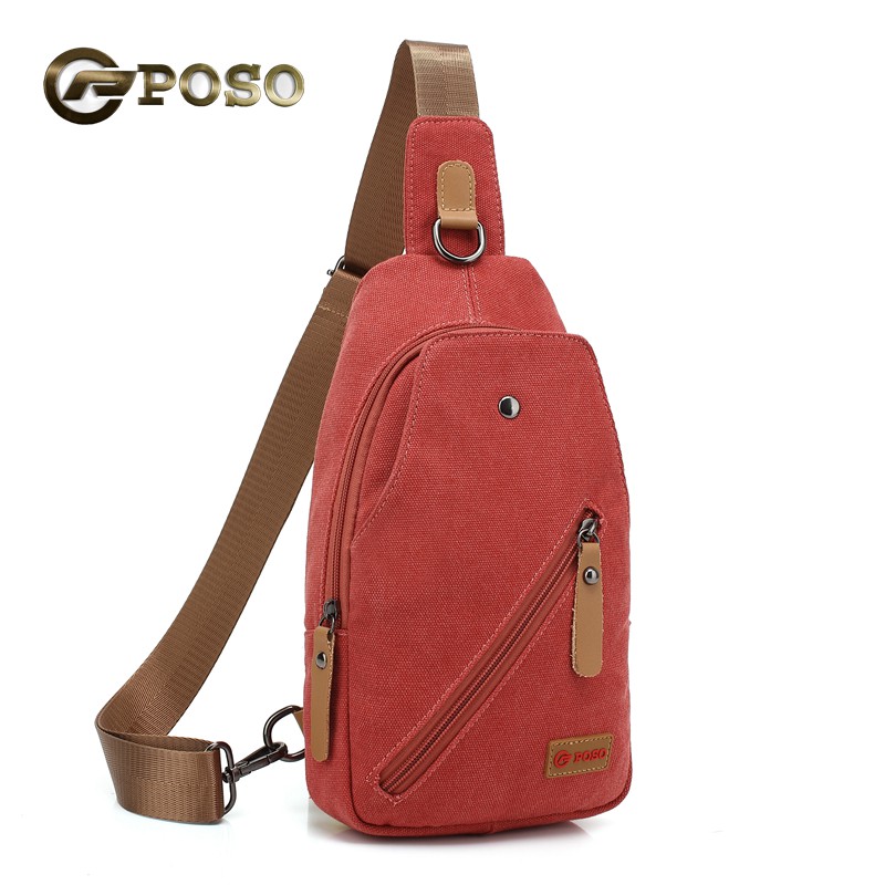 Original POSO PS-215 Pink - Vintage Retro Unisex Cross Strap Chest Pack Canvas Bag