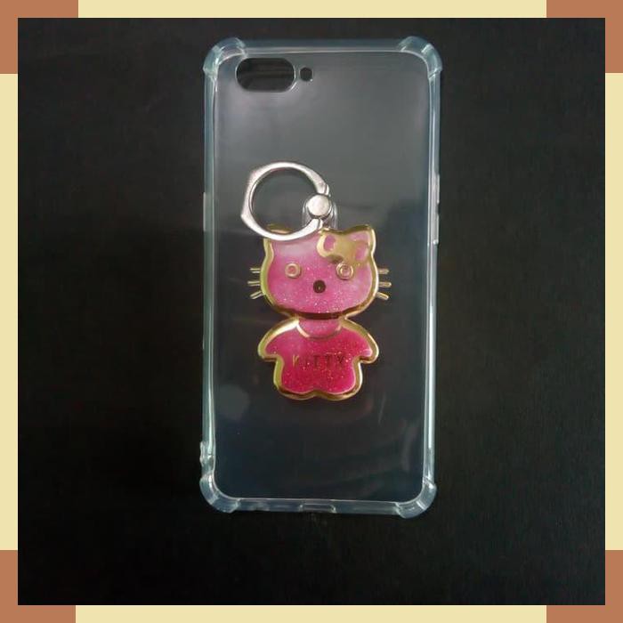 Case Realme C1 Softcase Anti Crack Water Glitter Plus Ring Sten