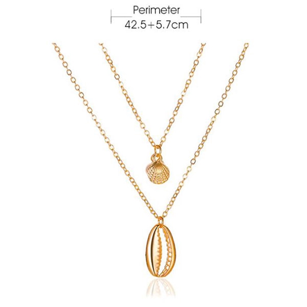 kalung double layer double shell multilayer necklace (3F4) jka192