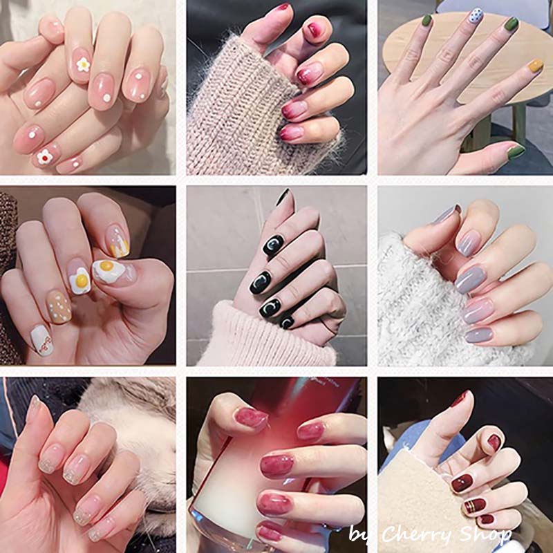 [SUDAH FREE LEM KUKU] [PER 24PCS]  24Pcs Kuku Palsu Motif Kartun 24 Pcs Fake Nail Karakter Manicure Nail Stickers Wedding Pengantin Murah Import | Kuku Palsu Imitasi