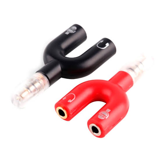 Splitter U 2in1 non kabel audio Shape Male to Dual Female Jack 3.5mm smule mic