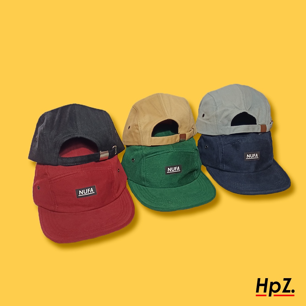 Topi 5 panel  NUFA distro original PREMIUM pria cowok cewek wanita murah terlaris warna CREAM berkua