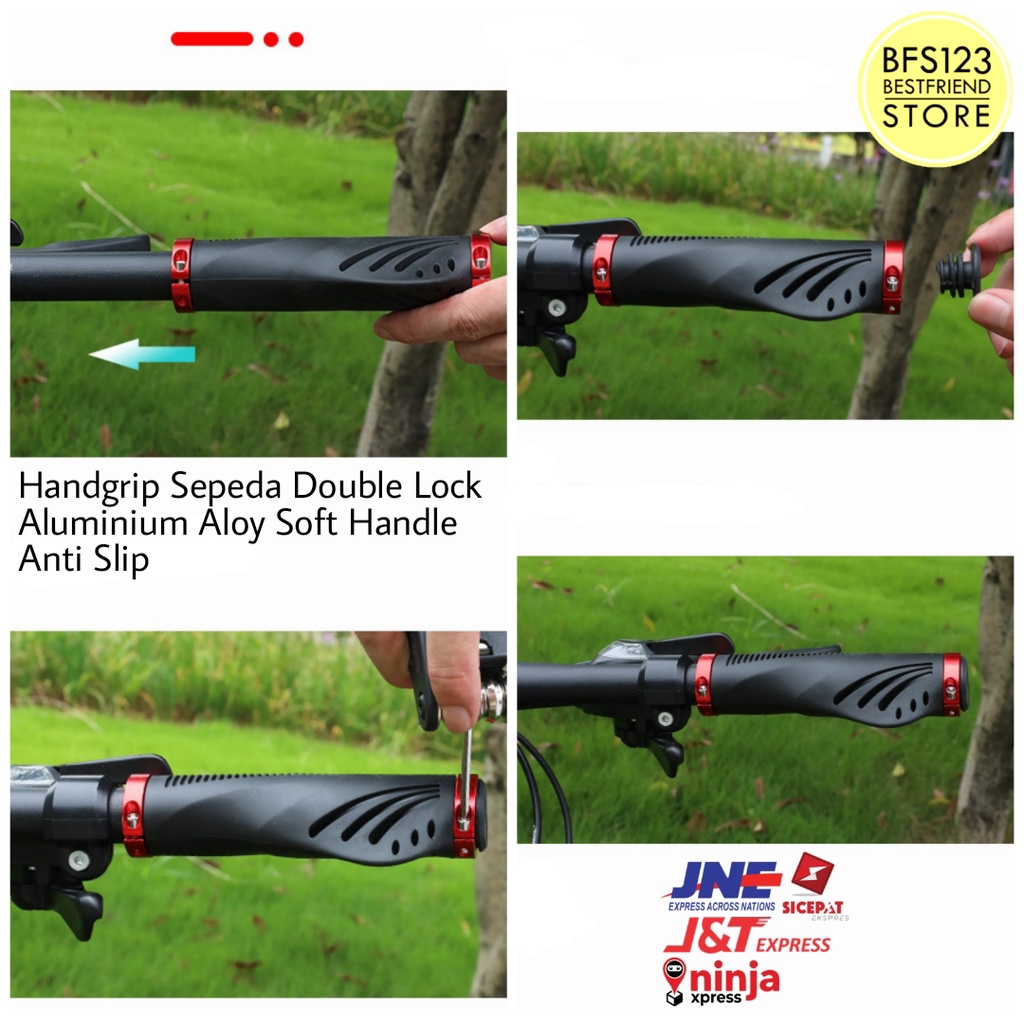 Handgrip Sepeda Double Lock Aluminium Aloy Soft Handle Anti Slip