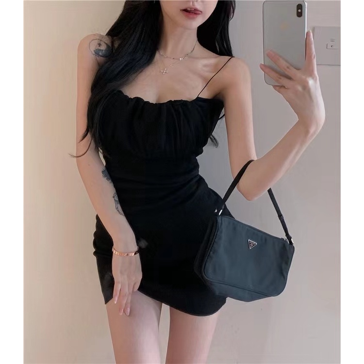 Dress Seksi Sweet Import Warna Hitam Putih French Cute Dress Santai Dress Murah Wanita Black White