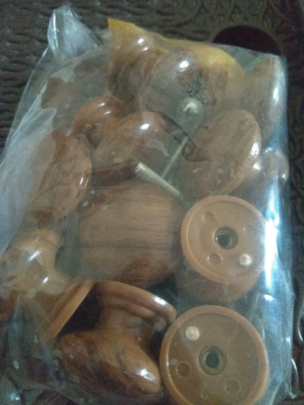 Tarikan Laci Handle Pintu Lemari Cabinet Kitchen Set Bahan Plastik Motif Kayu Handel Plastics Knob