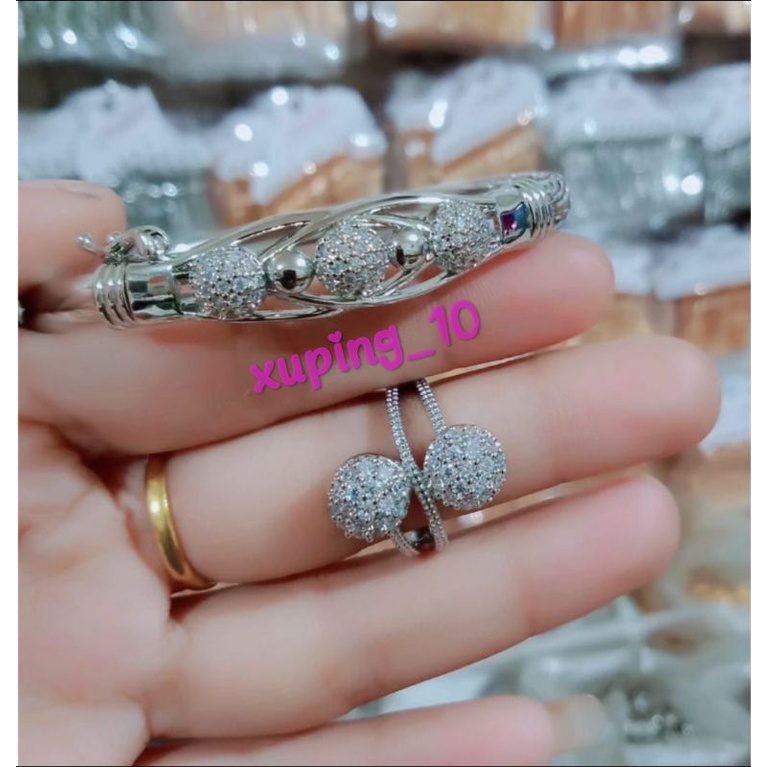 GELANG BANGLE FREE CINCIN SILVER PERMATA