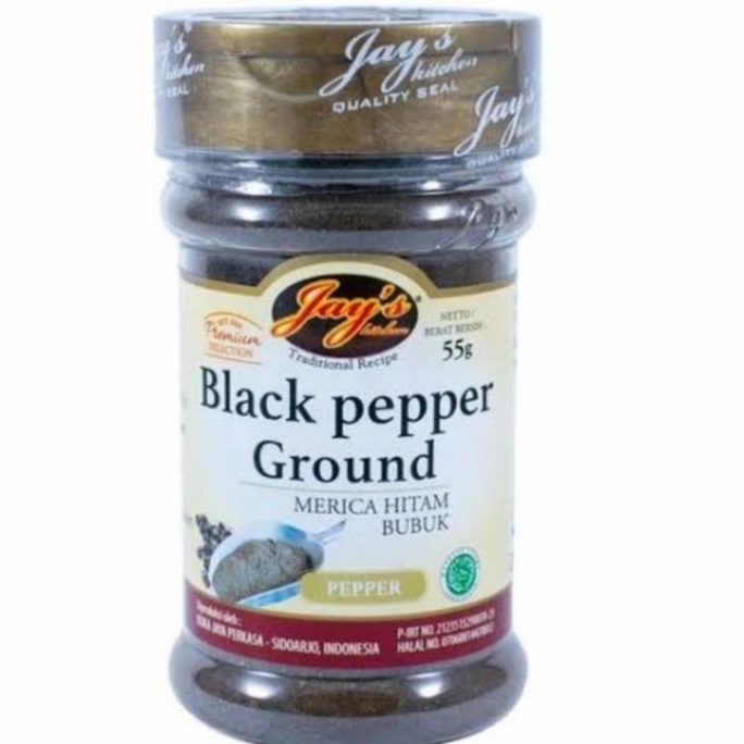 

Jay's Kitchen Black Pepper Ground | Jays Lada Hitam Bubuk 55gr