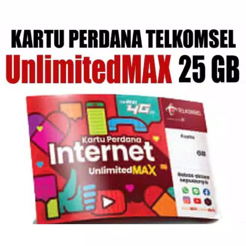 Perdana Telkomsel 25 GB Unlimited Max