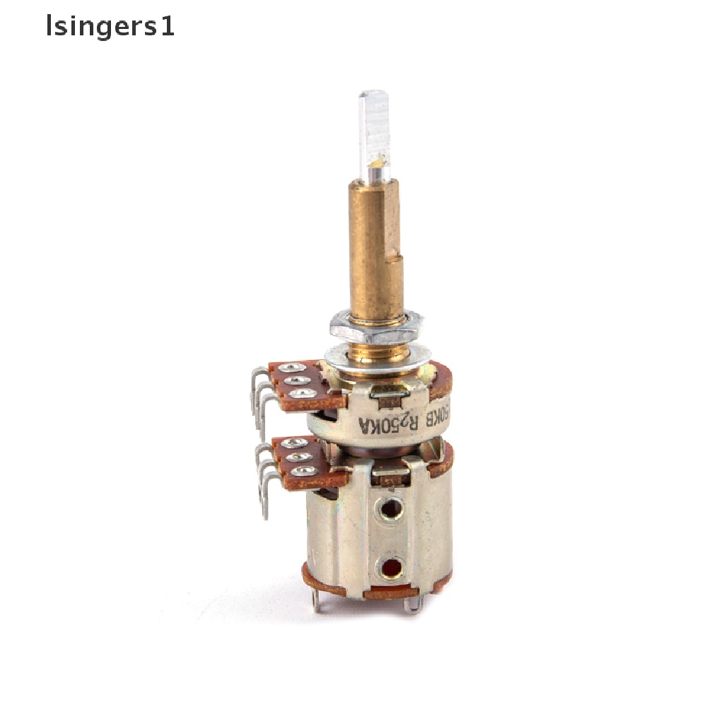 (lsingers1) Potentiometer Double Shaft 16 Tipe Dengan Saklar A50K B50K Panjang 30mm