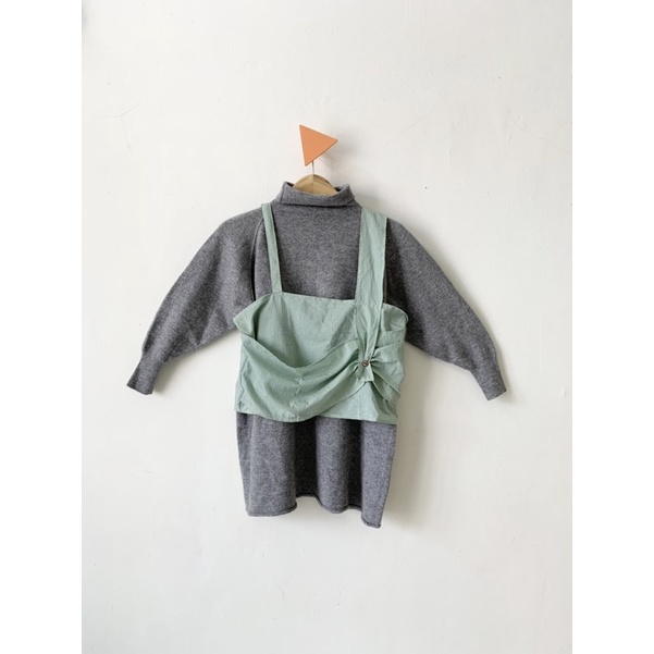 one set vest grey knit rajut korea