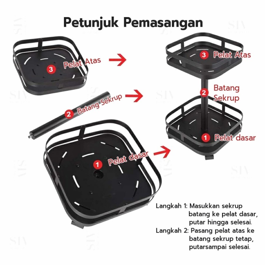 SHENAR NORDIC RACK / RUBY RACK / RAK DAPUR PUTAR STAINLESS STEEL SERBAGUNA KAMAR MANDI 3 SUSUN