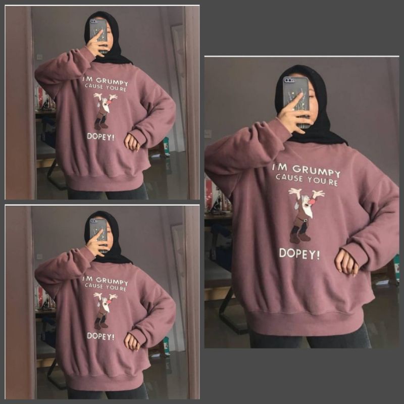 I AM GRUMPY DOPEY SWEATER - SWEATER BASIC OBLONG OVERSIZE - SWEATER WANITA