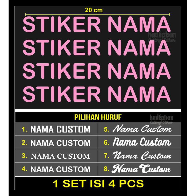 Stiker Cutting Sticker Nama Helm Laptop Motor Custom