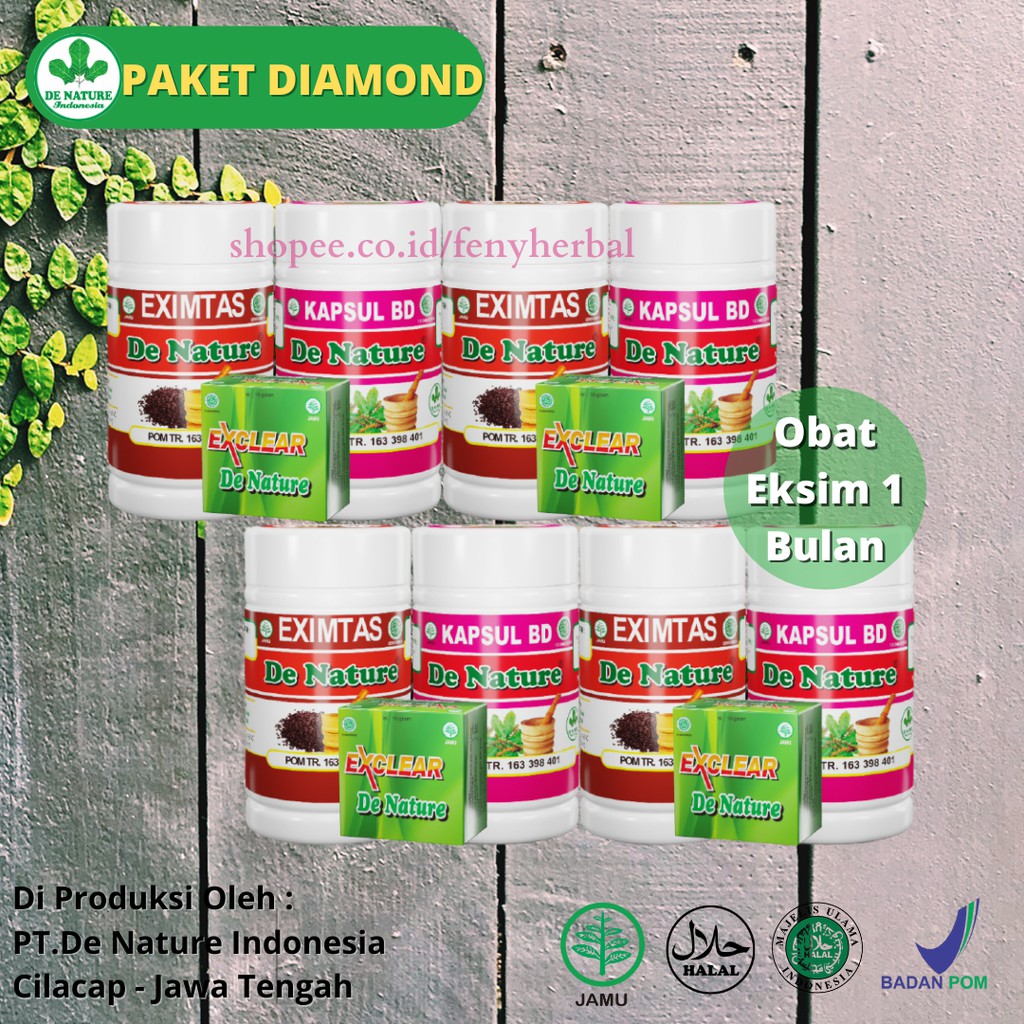 Paket Diamond De Nature Kapsul BD Eximtas Exclear Obat Gatal Eksim Alergi Gatel Kulit Skabies Herbal