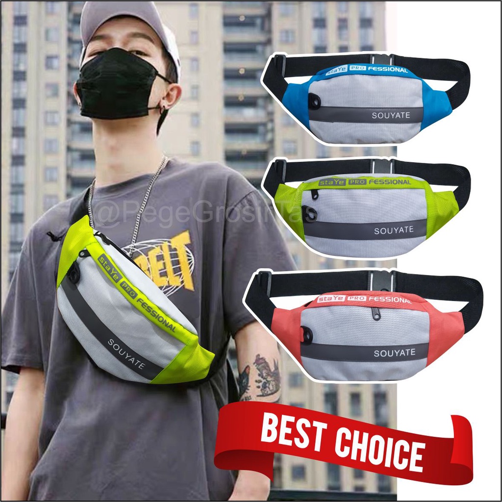 Tas Selempang Bahu Waistbag Oval Kombinasi Slempang Bisa Untuk Tas Pinggang Pria Wanita Unisex - PG 8834