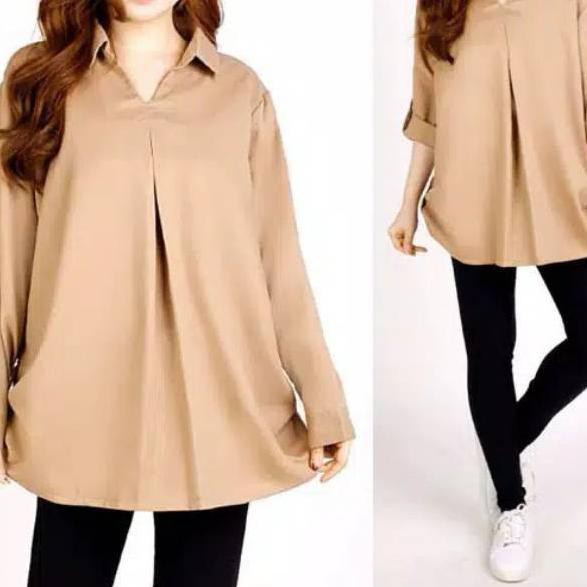 Jual Atasan Kemeja Wanita Klep V / Kemeja V neck Indonesia|Shopee Indonesia