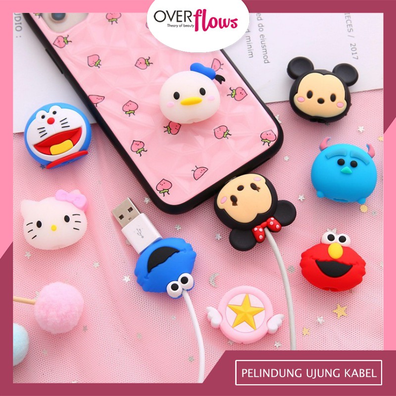 OVERFLOWS.ID [ Part 1] Cable Bite Pelindung Ujung Kabel Cable Casing Protector Tsum Tsum Kartun Lucu