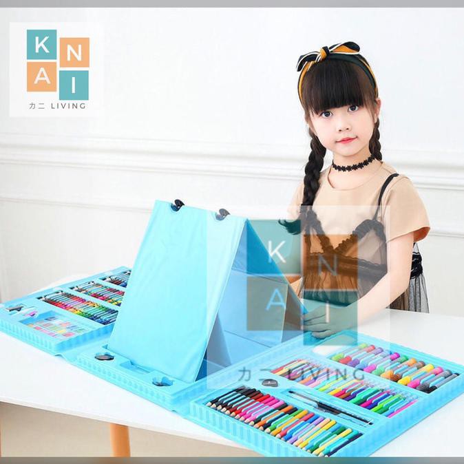 

Baru! Crayon Anak Set 208 Pcs Pensil Warna Alat Lukis Set Crayon Set - Biru Termurah