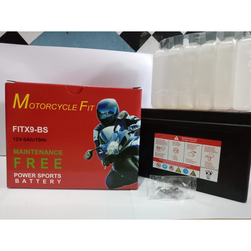 aki motor kering termurah apache, vespa excel MF FITX9-BS/MTX9 AKI ORIGINAL AKI BAGUS 9AH 12V