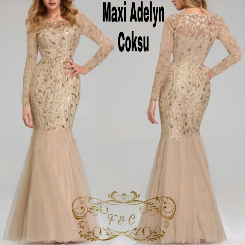 MAXY ADELYN DUYUNG MUTIARA, TILE FURING, MAXY DRESS GAUN , 4 UKURAN