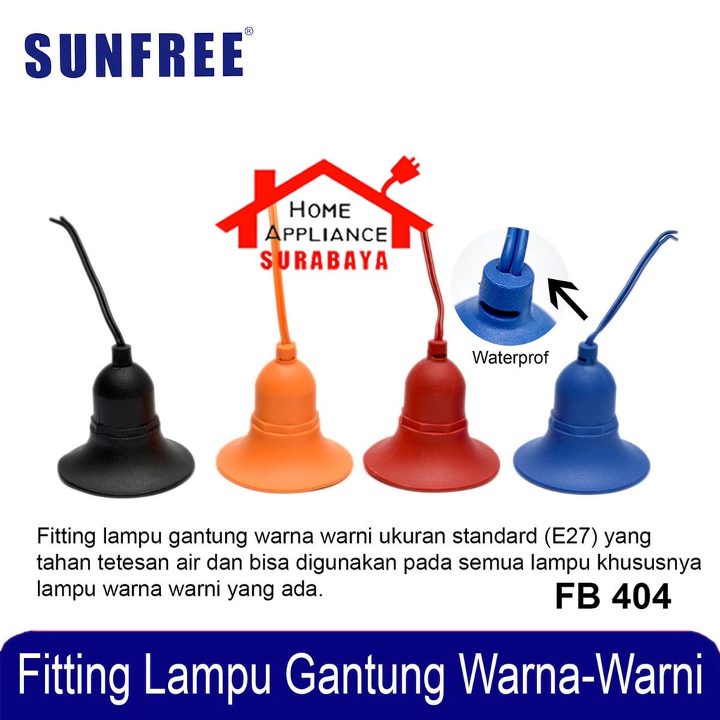 Fitting Lampu Gantung Karet Waterproof - Anti Air E27 SUNFREE FB-404 / FB404