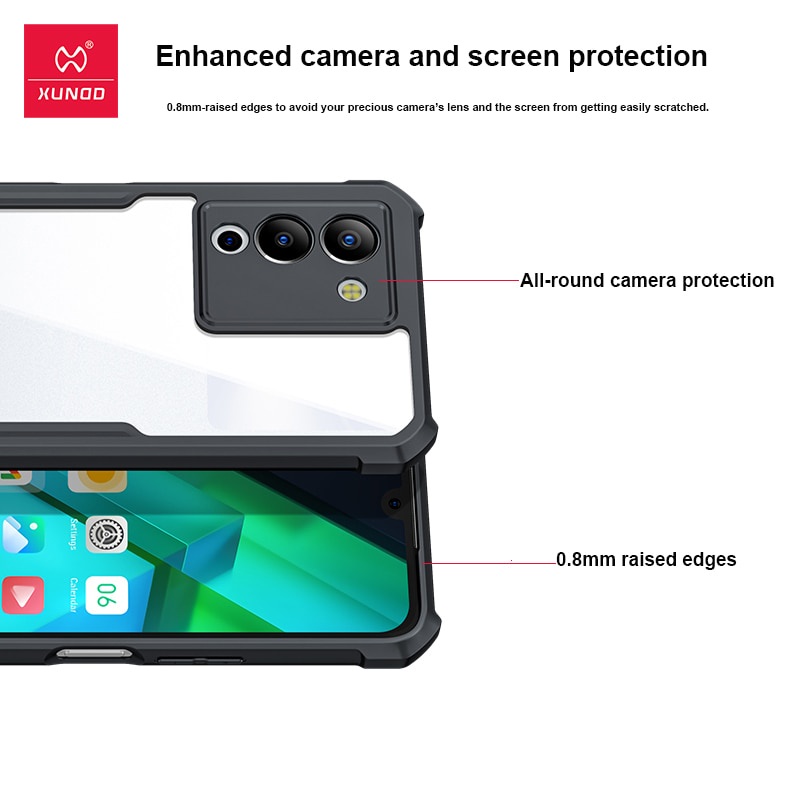 Case Infinix Note 12 2022 Armor Fushion Transparent Casing + Tempered Glass Full Layar dan Skin Carbon
