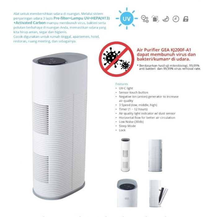 Gea Air Purifier UVC KJ200F-A1 / Pembersih Udara UVC Gea KJ200F A2