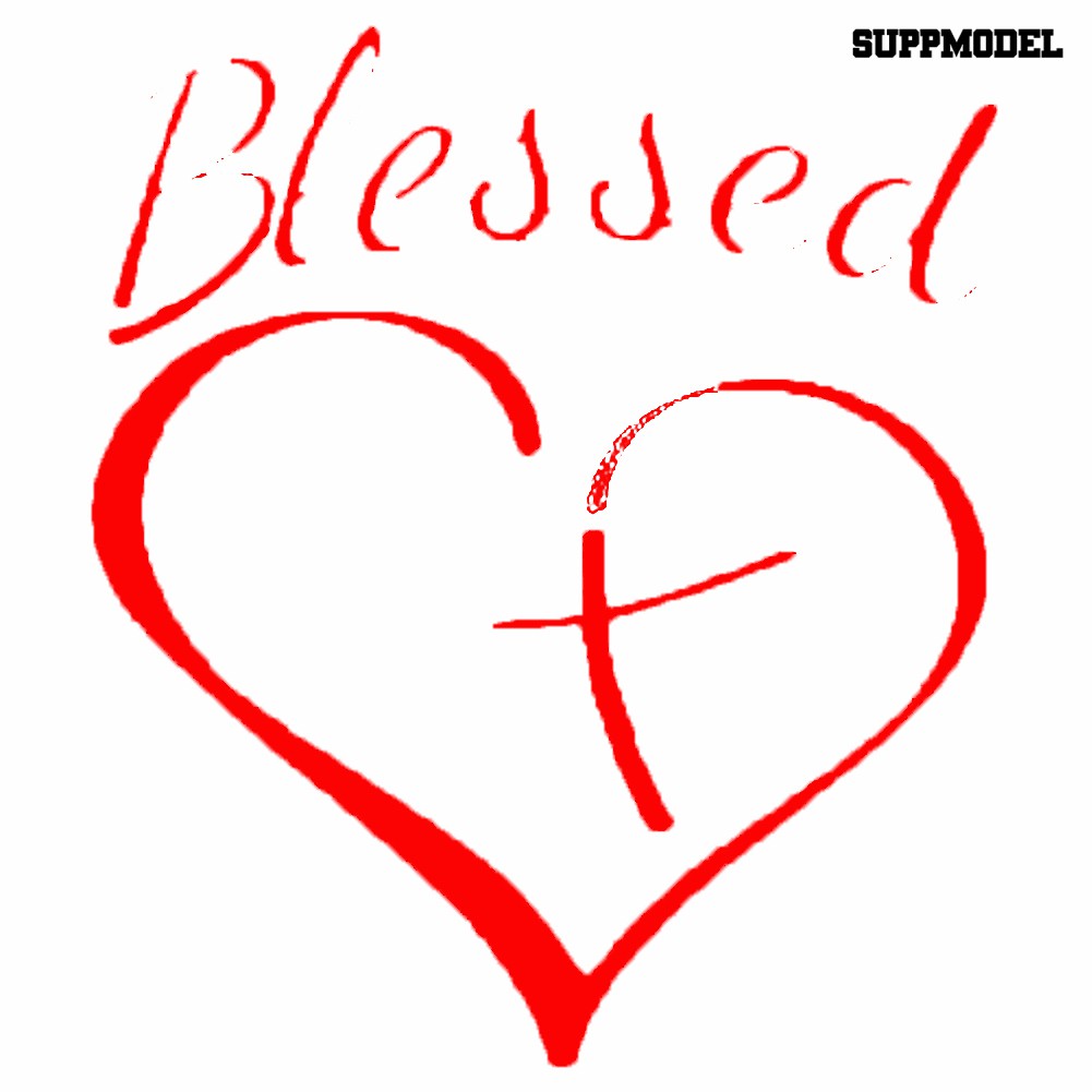 Supmodel Blessed Heart Cross Car Truck Vehicle Body Window Reflective Decal Sticker Decor