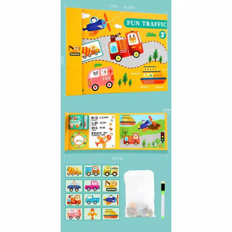Buku magnetik anak, Magnetic book anak, Buku magnet puzzle papan tulis anak