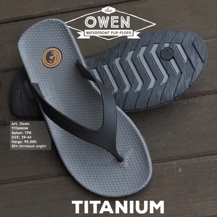 Sandal Jepit Pria CAMOU - Owen Titanium - 39(V5J7) SANDAL JEPIT COWO MOTIF ROKO Sandal Jepit Swallow