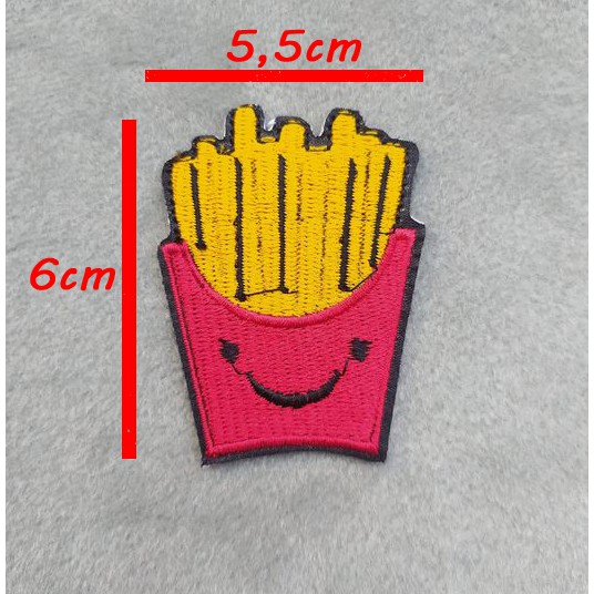 Patch Bordir French Fries / Kentang goreng Bordir IRON ON