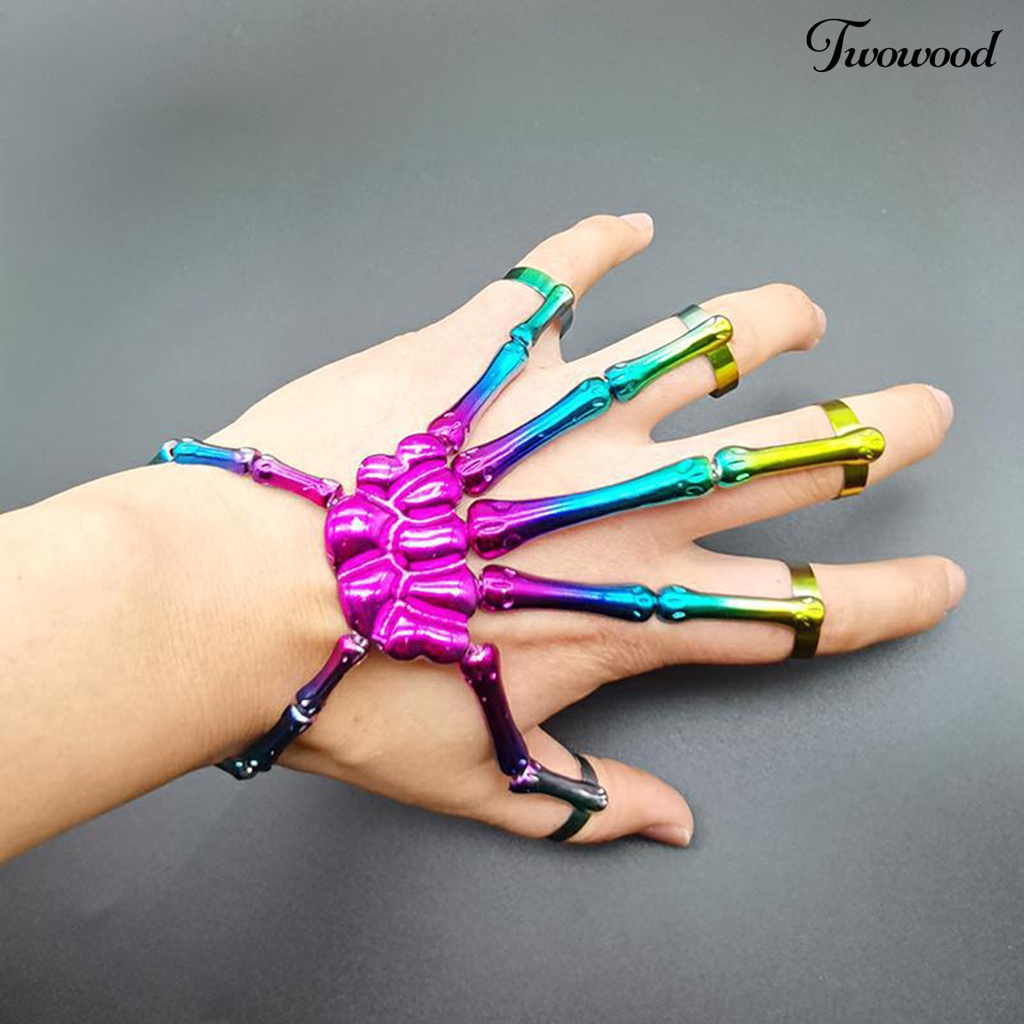 Gelang Desain Hantu Tangan Warna-Warni Bahan Metal Gaya Punk Untuk Cosplay Halloween