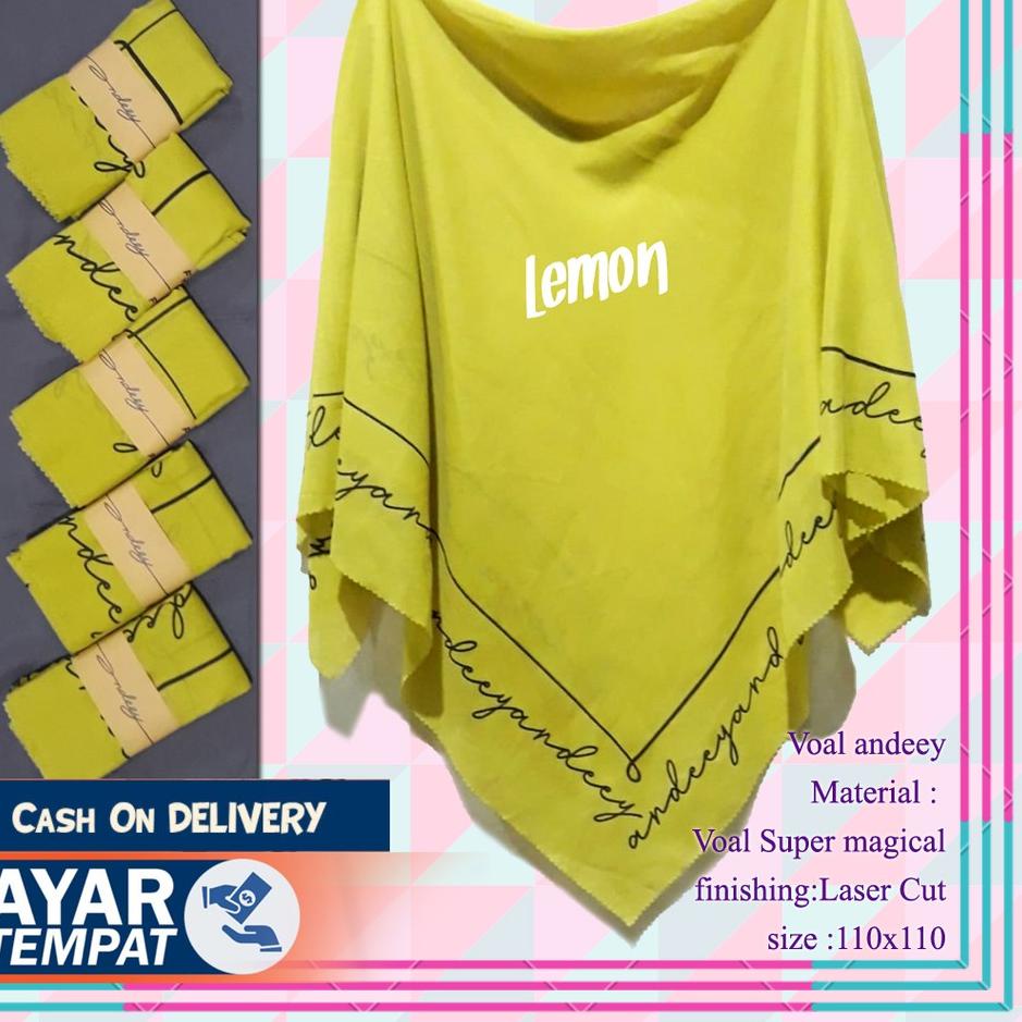[DISCOUNT EJY77] Voalandeey JILBAB SEGIEMPAT warna Kuning lemon Print Motif POLOS bahan VOAL PREMIUM