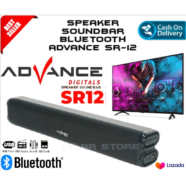 Speaker Bluetooth Advance Speaker Soundbar SR-12 Garansi Resmi 1 tahun  USB Super Bass