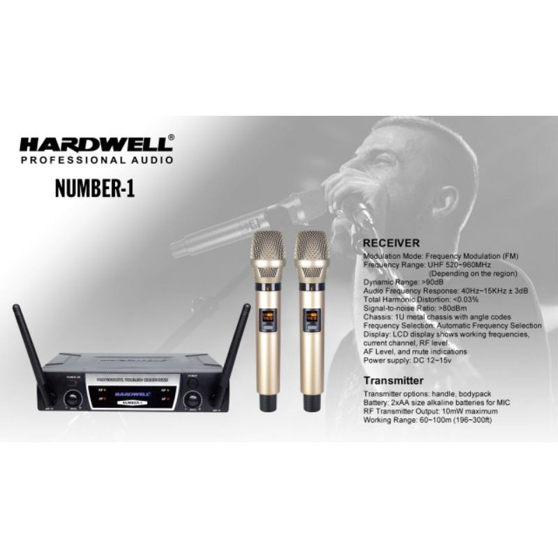 MIC KARAOKE MICROPHONE WIRELESS HARDWELL NUMBER-1 NUMBER 1 MIK HANDHELD