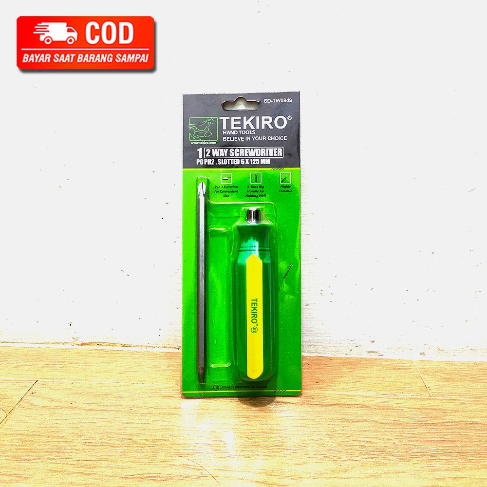 OBENG 2 WAY TEKIRO / OBENG BOLAK BALIK BB TEKIRO DUA ARAH TWO WAY SCREWDRIVER KUNING HIJAU