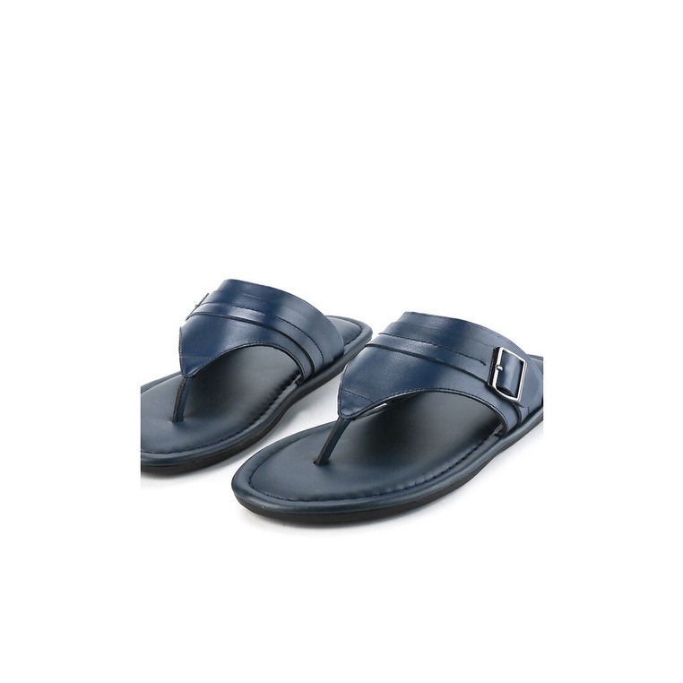 SANDAL JEPIT KULIT OBERMAIN PRIA ORIGINAL CASUAL ASLI BIRU NAVY OM13