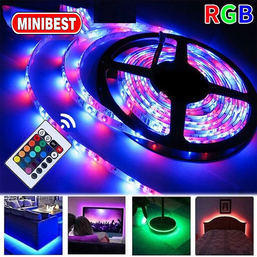 MB Lampu LED Strip 5M 5050+REMOT RGB Smart Lighting Warna Warni Aesthetic