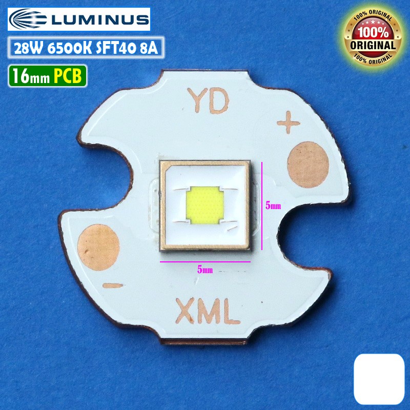 Led Sorot Luminus 28W 16mm SFT40 Putih 6500K SFT-40 Mata LED Senter Tembak 8A