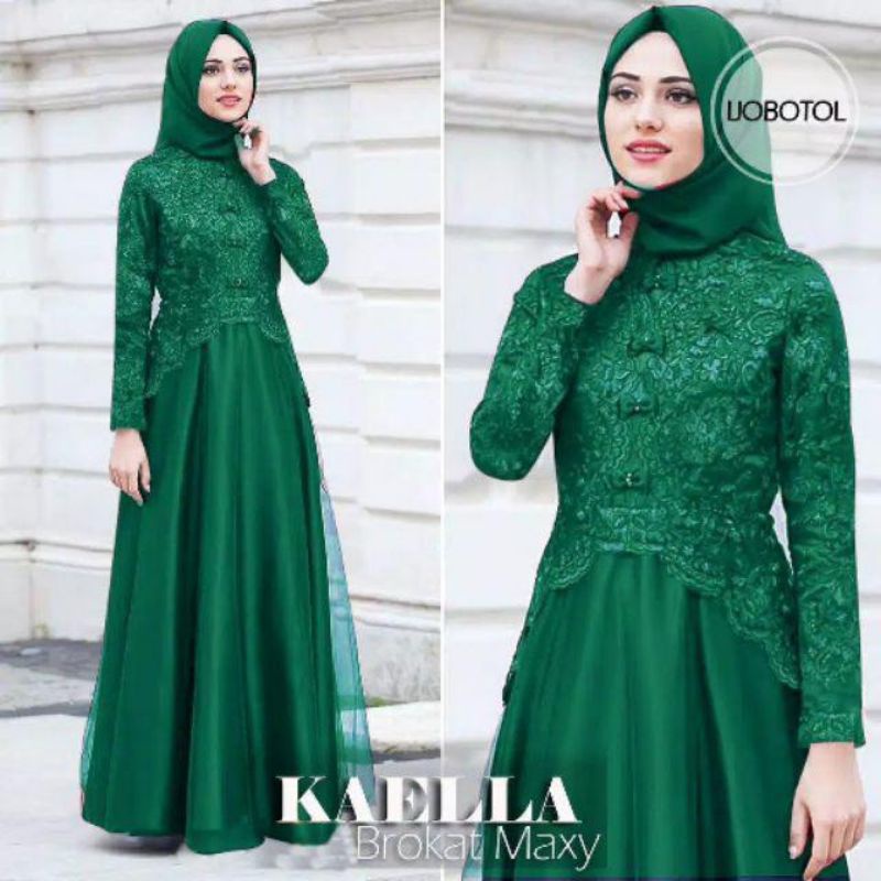 Promo☑️Pakaian Gamis Wanita/Maxi Kaella(2 Ukuran L &amp; XL) Gamis Wanita  Brokat/Dress Muslim Wanita/Good Quality