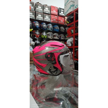 helm nhk r1 motif nema pink fluorecent silver pink