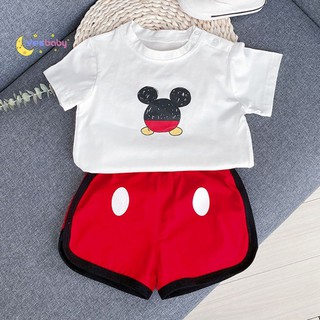 Yesbaby Set Kaos  T Shirt Lengan Pendek  Celana  Pendek  Anak  