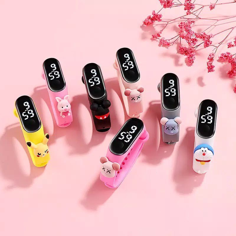 Jam Tangan Elektronik Tahan Air IP67 Motif Kartun Anak Laki-laki Perempuan LED Minimalis Gelang-3